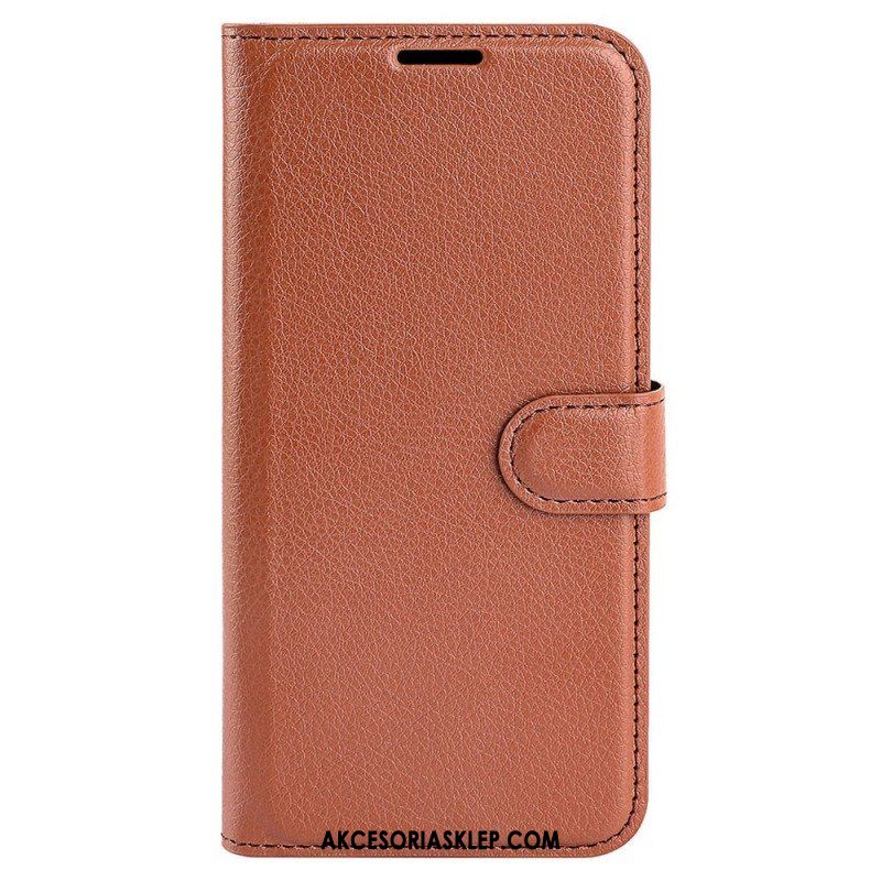 Etui Folio do Samsung Galaxy S23 Ultra 5G Klasyczny Efekt Skóry Liczi