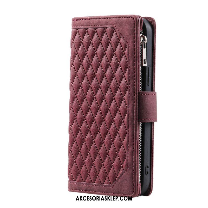 Etui Folio do Samsung Galaxy S23 Ultra 5G Pikowana Z Paskiem