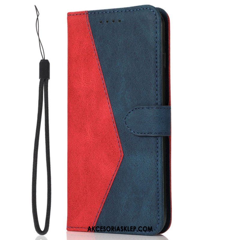 Etui Folio do Samsung Galaxy S23 Ultra 5G z Łańcuch Dwukolorowy Pasek