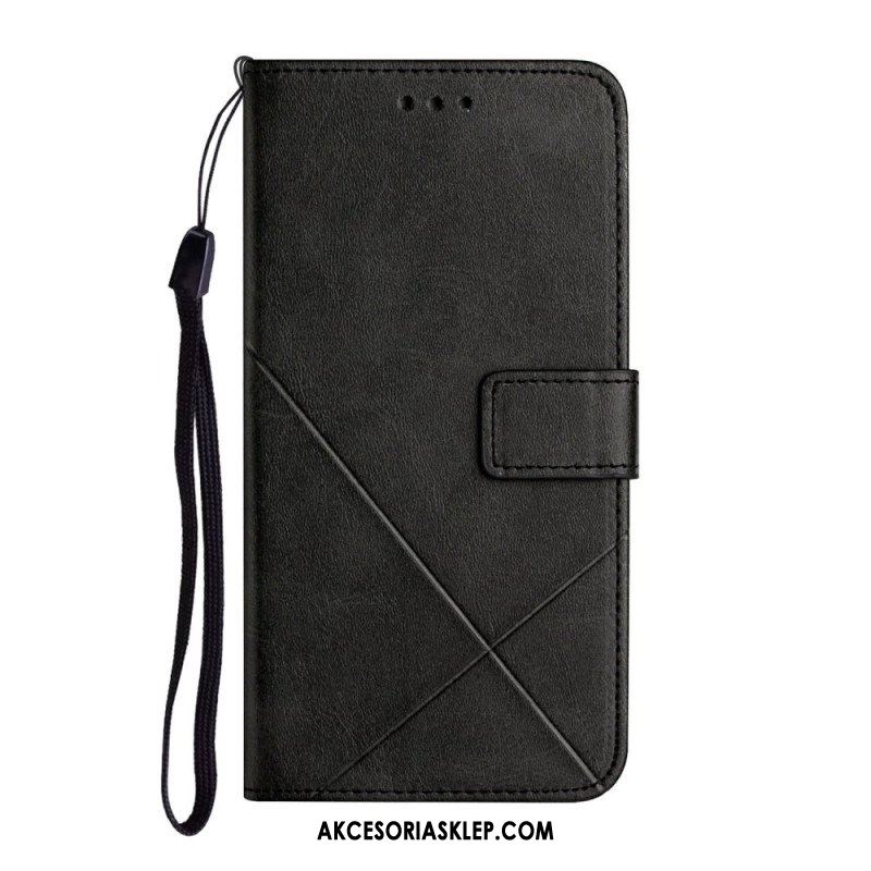 Etui Folio do Samsung Galaxy S23 Ultra 5G z Łańcuch Pasiaste Geometryczne Linie