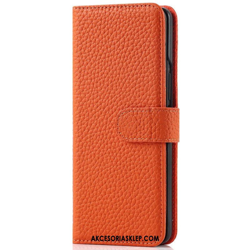 Etui Folio do Samsung Galaxy Z Fold 3 5G Oryginalna Skórzana Obsadka Do Pióra Litchi