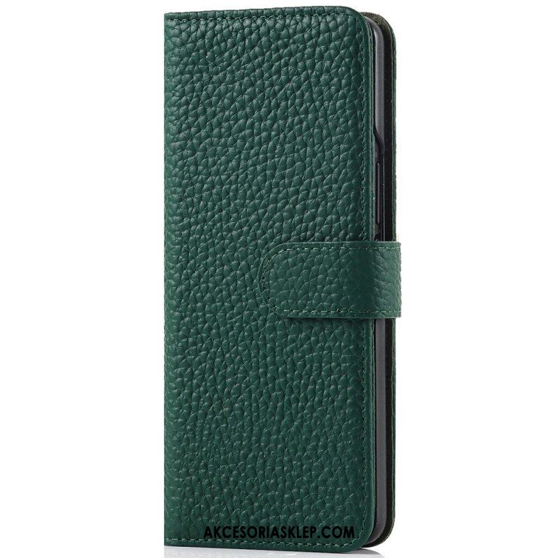 Etui Folio do Samsung Galaxy Z Fold 3 5G Oryginalna Skórzana Obsadka Do Pióra Litchi