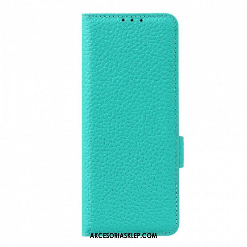 Etui Folio do Samsung Galaxy Z Fold 3 5G Prawdziwa Skóra Litchi