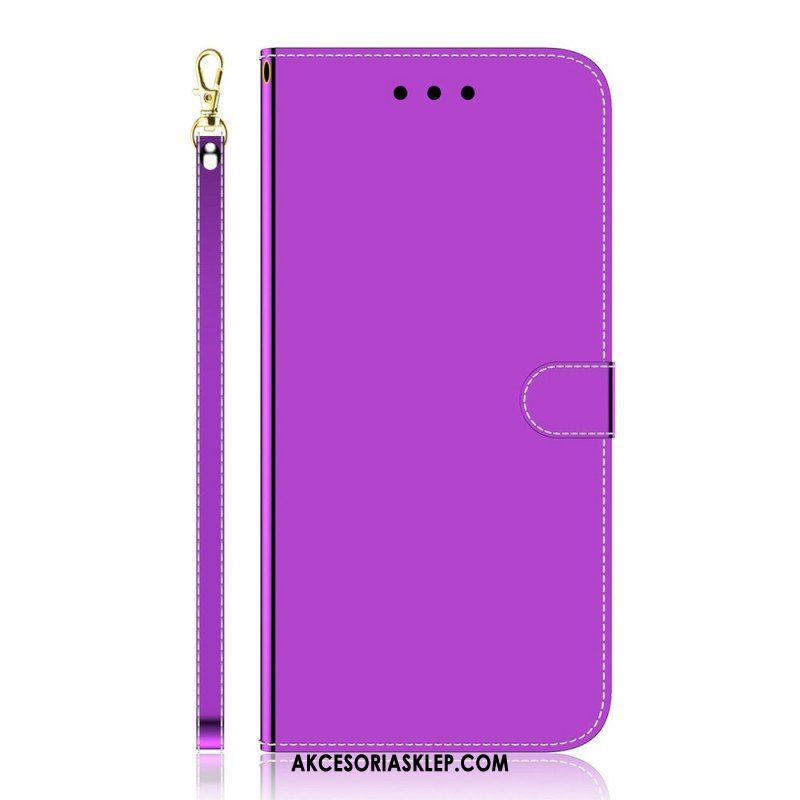 Etui Folio do Sony Xperia 1 IV z Łańcuch Lustrzany Pasek Ze Sztucznej Skóry