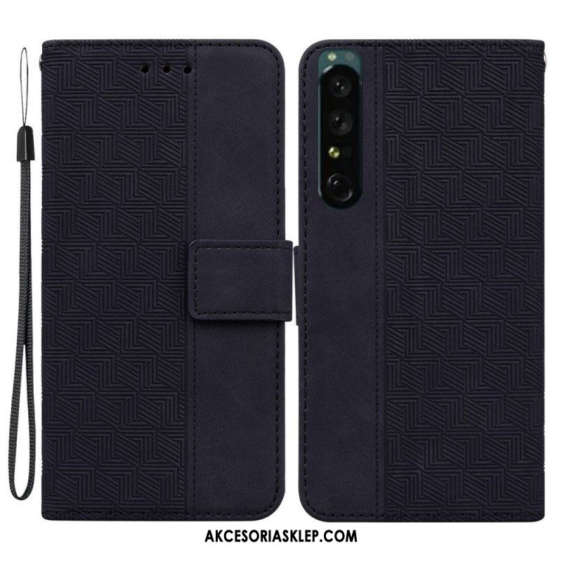 Etui Folio do Sony Xperia 1 IV z Łańcuch Pasiasty Wzór