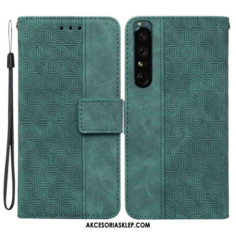 Etui Folio do Sony Xperia 1 IV z Łańcuch Pasiasty Wzór