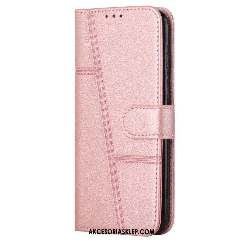 Etui Folio do Sony Xperia 10 IV Geometryczny Skórzany Styl Z Paskiem