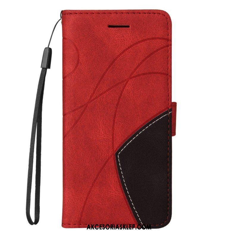 Etui Folio do Vivo Y16 z Łańcuch Dwukolorowy Pasek