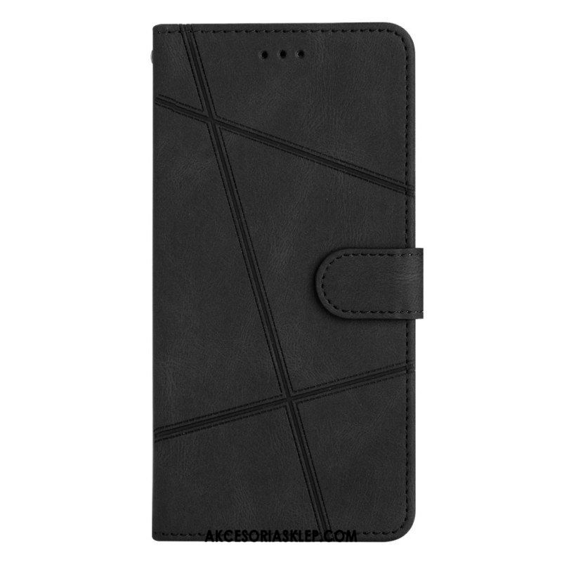 Etui Folio do Xiaomi 12 Lite z Łańcuch Linie Paska Z Efektem Skóry