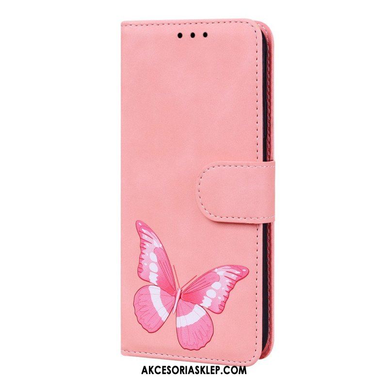 Etui Folio do Xiaomi 12 Pro Motyl Dotykający Skóry