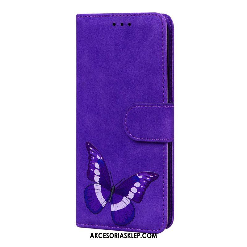 Etui Folio do Xiaomi 12 Pro Motyl Dotykający Skóry