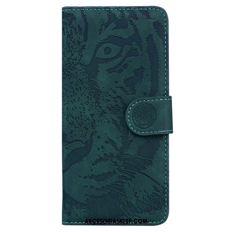 Etui Folio do Xiaomi 13 Pro z Łańcuch Paskowaty Nadruk Tygrysa