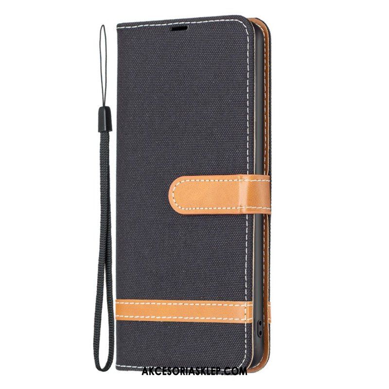 Etui Folio do Xiaomi 13 z Łańcuch Pasek Z Efektem Tkaniny I Skóry