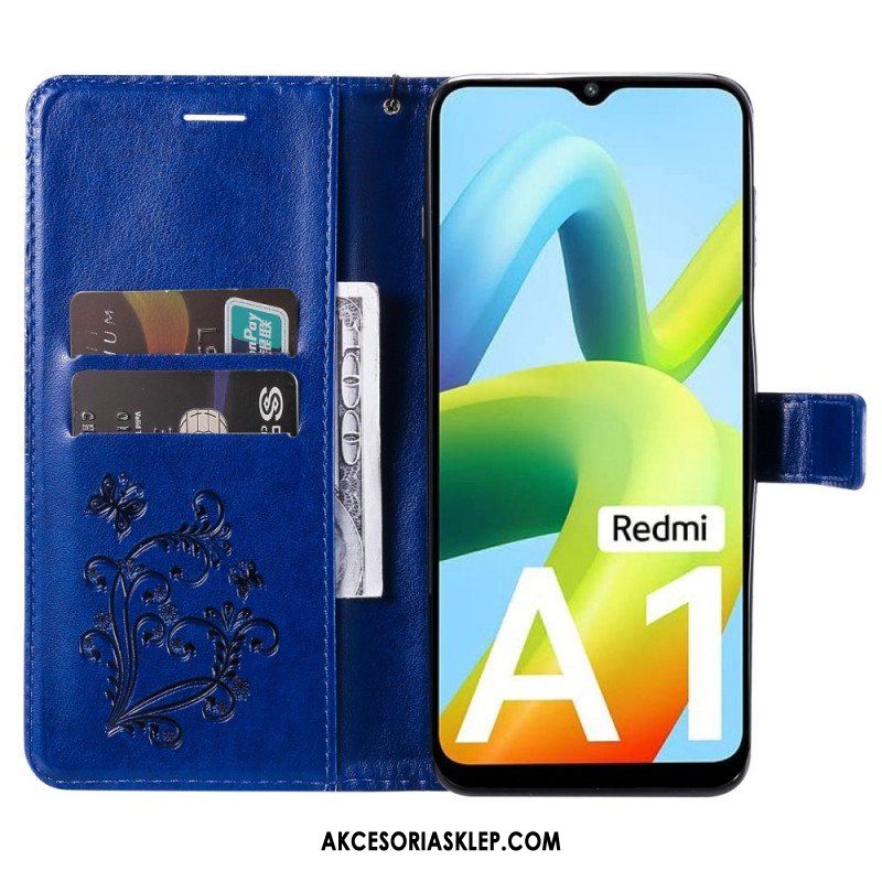 Etui Folio do Xiaomi Redmi A1 z Łańcuch Gigantyczne Motyle Paskowe