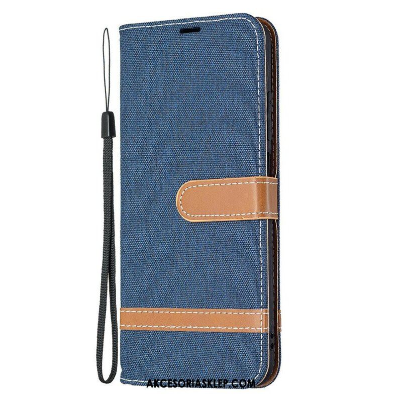 Etui Folio do Xiaomi Redmi Note 10 5G z Łańcuch Tkanina Paska