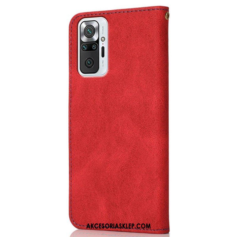 Etui Folio do Xiaomi Redmi Note 10 Pro Dwukolorowa Trójkątna Sztuczna Skóra