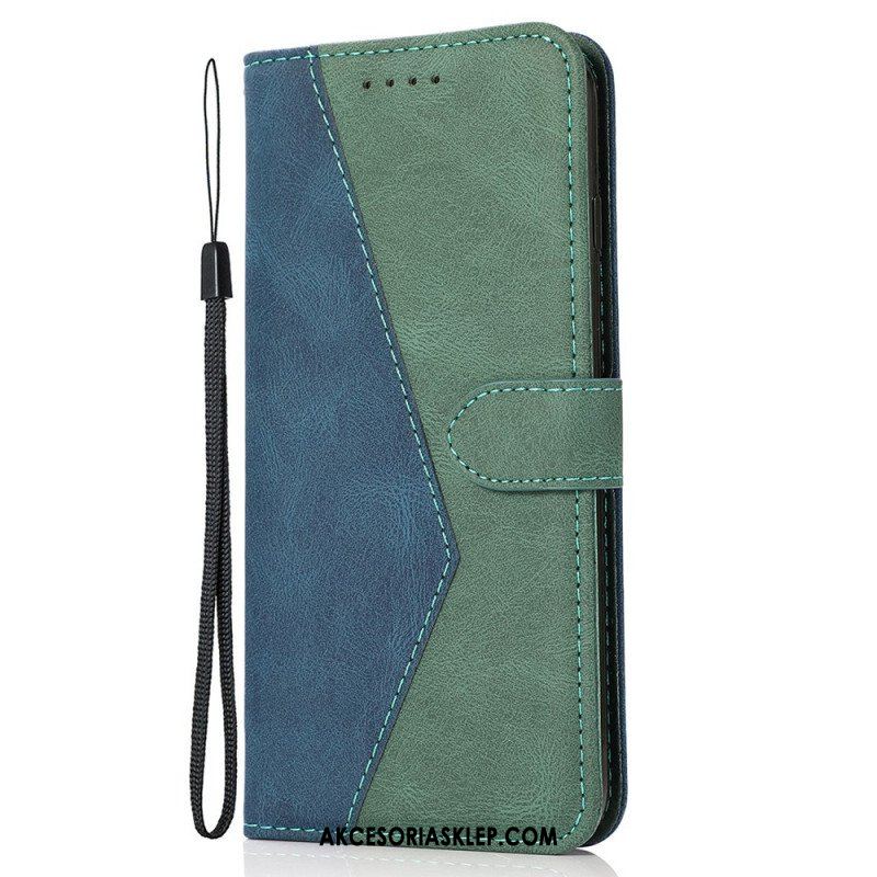 Etui Folio do Xiaomi Redmi Note 10 Pro Dwukolorowa Trójkątna Sztuczna Skóra