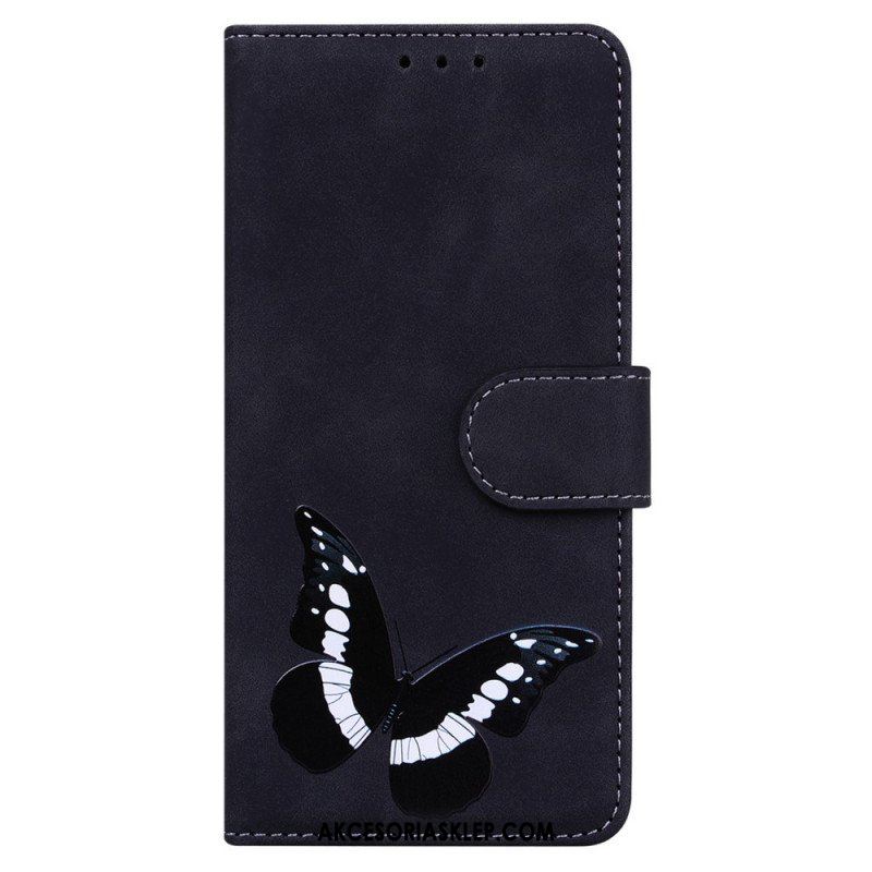 Etui Folio do Xiaomi Redmi Note 10 Pro Motyl Dotykający Skóry