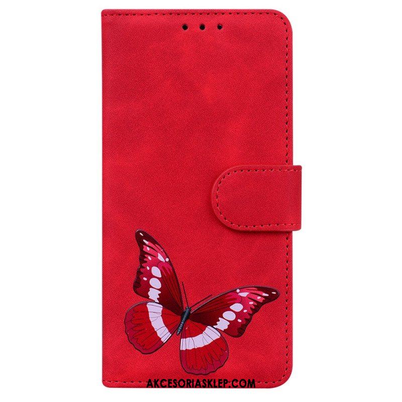 Etui Folio do Xiaomi Redmi Note 10 Pro Motyl Dotykający Skóry