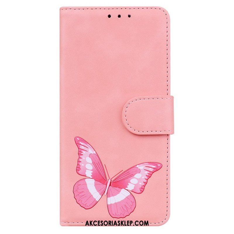 Etui Folio do Xiaomi Redmi Note 10 Pro Motyl Dotykający Skóry