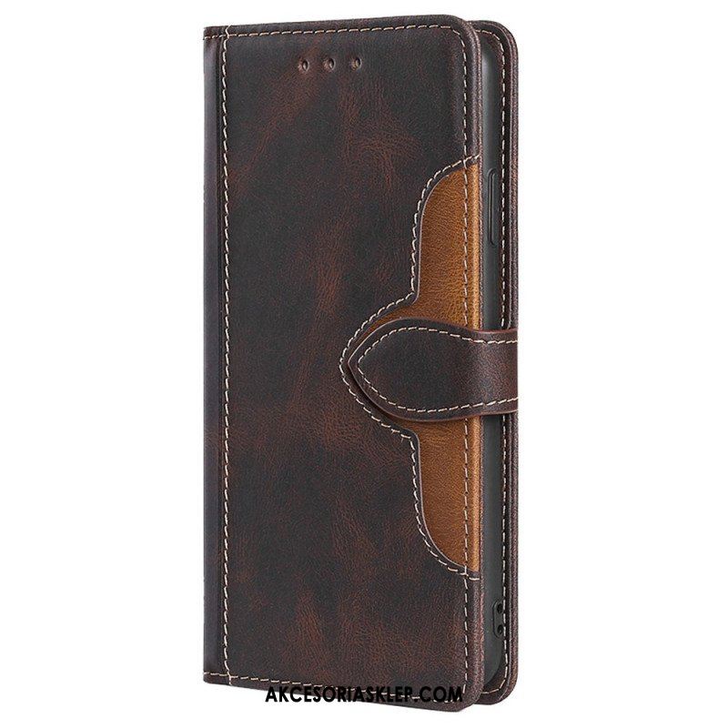 Etui Folio do Xiaomi Redmi Note 11 / 11S Dwukolorowa Stylowa Sztuczna Skóra