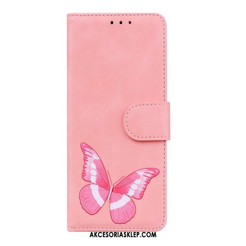 Etui Folio do Xiaomi Redmi Note 11 / 11S Motyl Dotykający Skóry