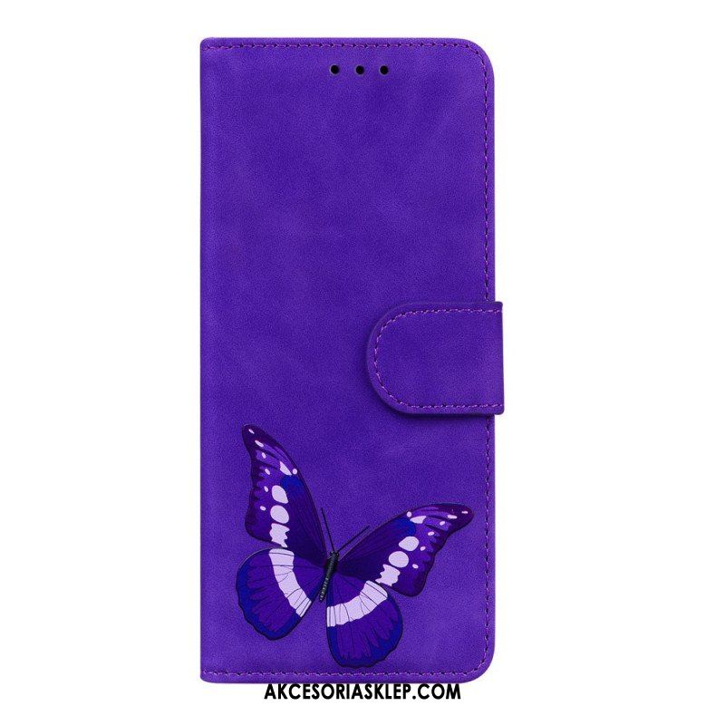 Etui Folio do Xiaomi Redmi Note 11 / 11S Motyl Dotykający Skóry