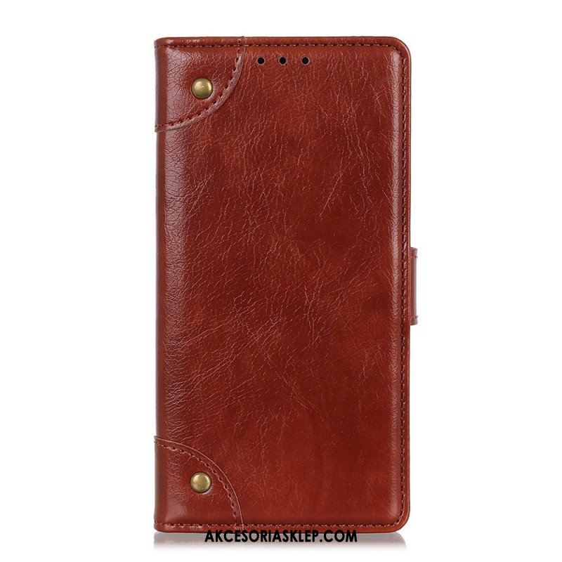 Etui Folio do Xiaomi Redmi Note 11 Pro / 11 Pro 5G Nity W Stylu Vintage Ze Skóry Nappa