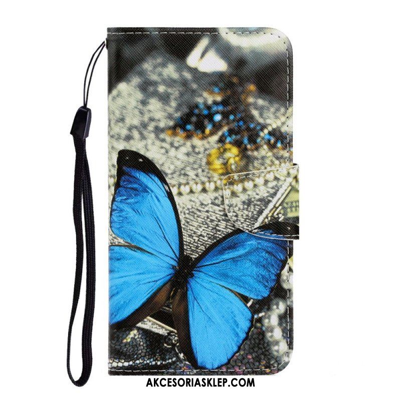 Etui Folio do Xiaomi Redmi Note 11 Pro Plus 5G z Łańcuch Motyle Wariacje Paska