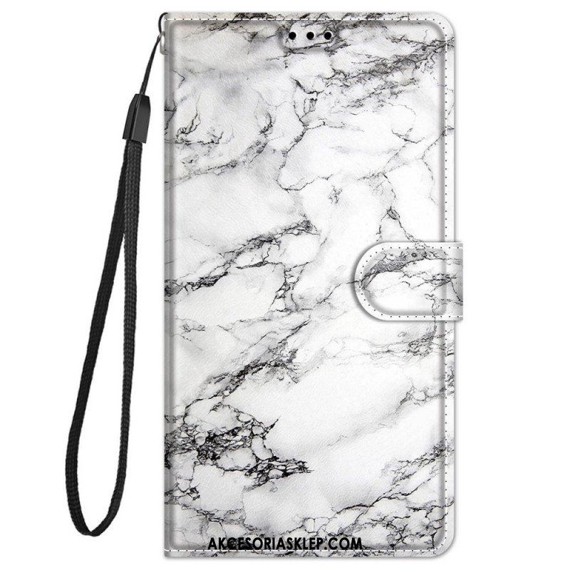 Etui Folio do Xiaomi Redmi Note 11 Pro Plus 5G z Łańcuch Paskowata Marmurkowa Elegancja