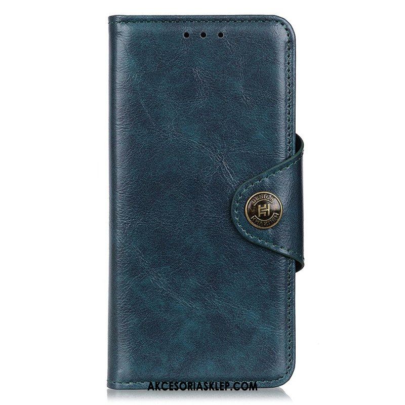 Etui Folio do Xiaomi Redmi Note 12 4G Guzik Khazneh Z Imitacji Lakierowanej Skóry