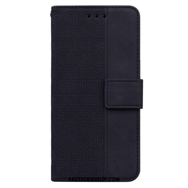 Etui Folio do Xiaomi Redmi Note 12 4G z Łańcuch Pasiasty Wzór