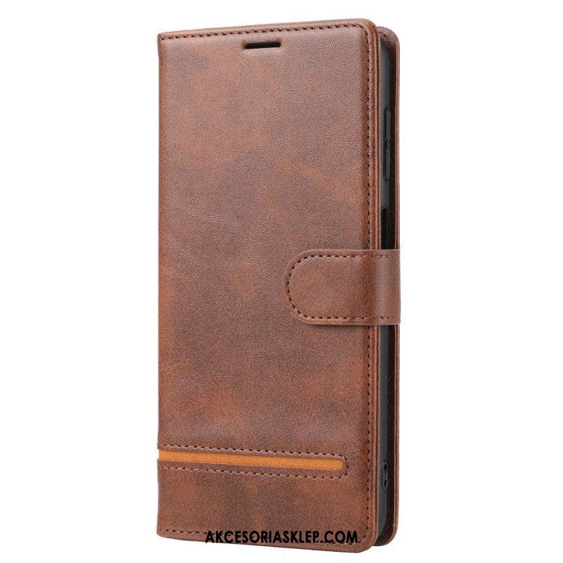 Etui Folio do Xiaomi Redmi Note 12 5G Liniowy Efekt Skóry