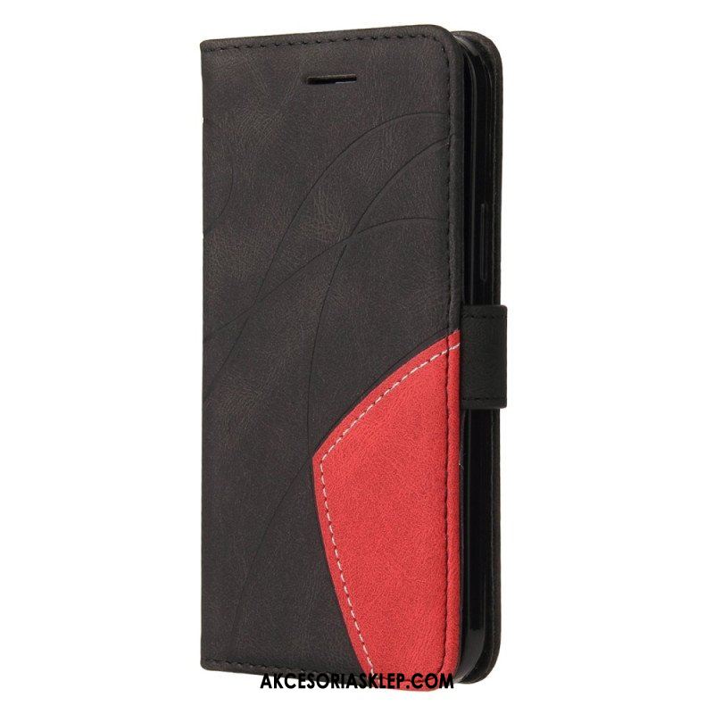 Etui Folio do Xiaomi Redmi Note 12 5G z Łańcuch Dwukolorowy Pasek