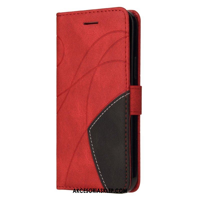 Etui Folio do Xiaomi Redmi Note 12 5G z Łańcuch Dwukolorowy Pasek