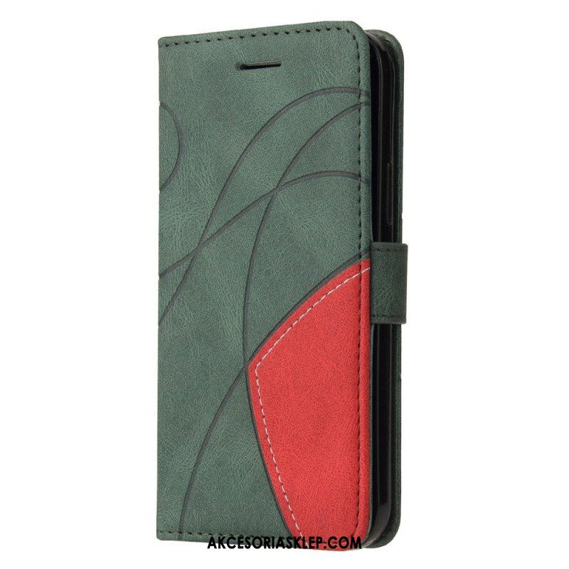 Etui Folio do Xiaomi Redmi Note 12 5G z Łańcuch Dwukolorowy Pasek