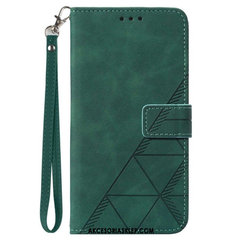 Etui Folio do Xiaomi Redmi Note 12 5G z Łańcuch Trójkąty Paska