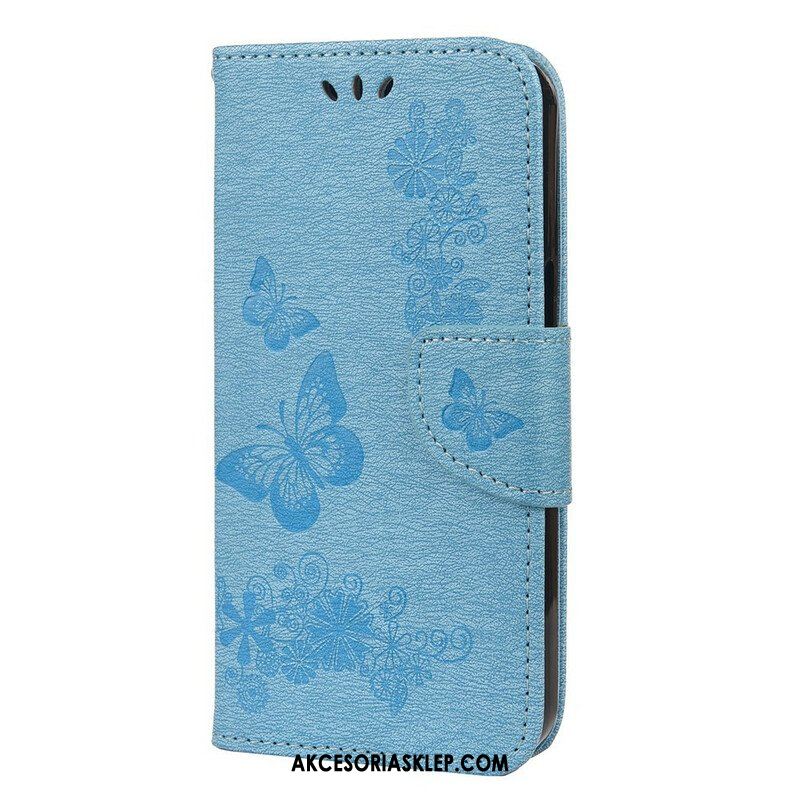 Etui Folio do iPhone 13 Mini z Łańcuch Wspaniałe Motyle Na Pasku
