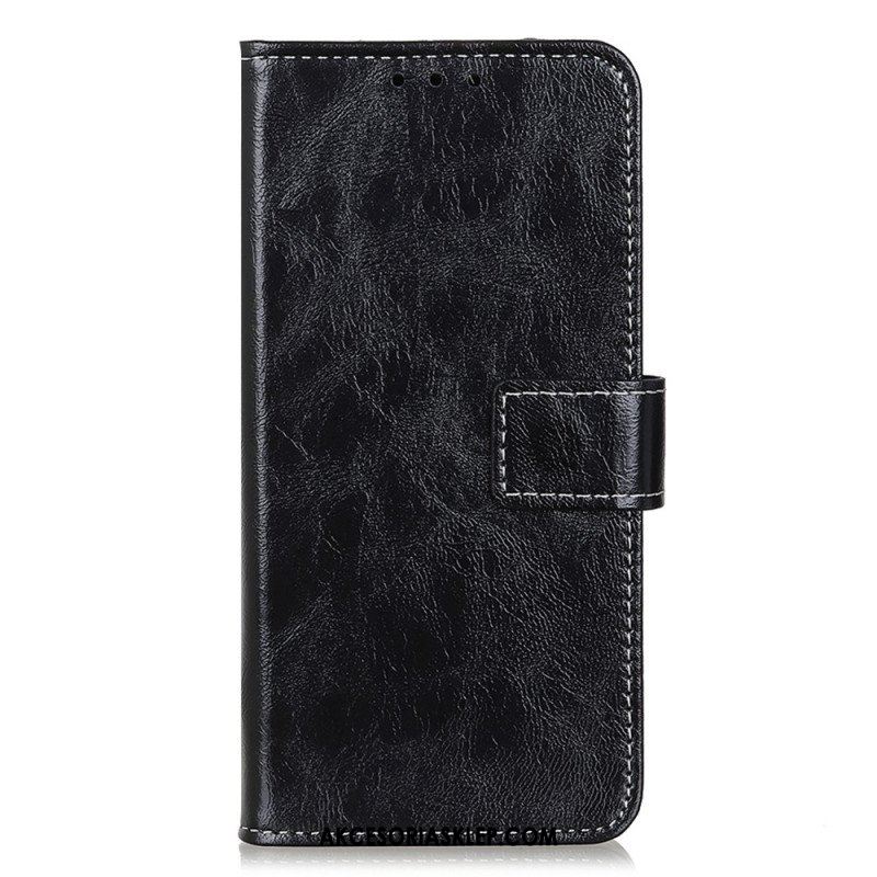 Etui Folio do iPhone 15 Lakierowane Z Widocznymi Szwami