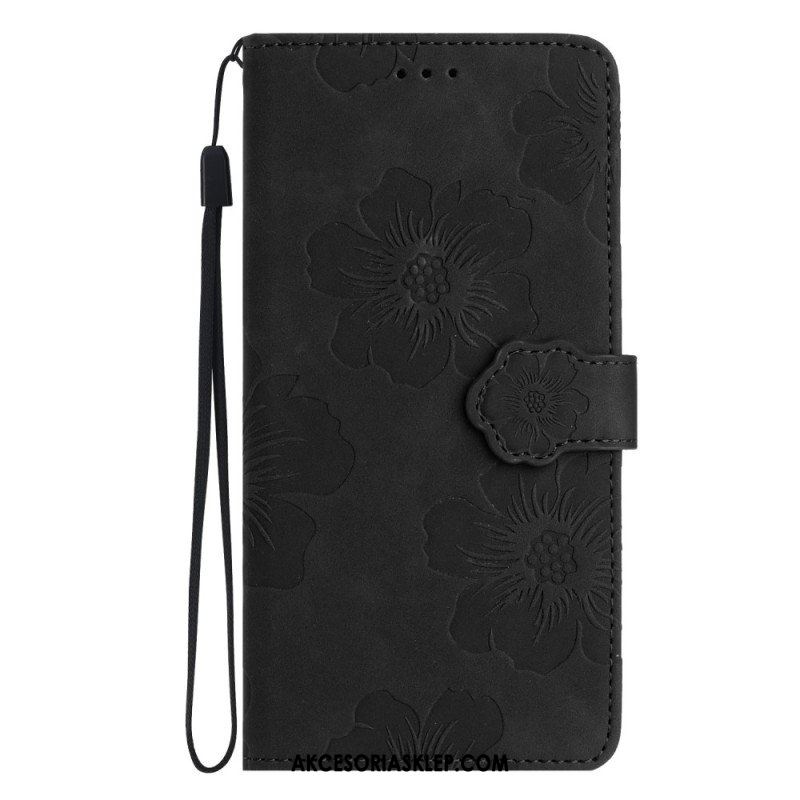 Etui Folio do iPhone 15 Nadruk Kwiatowy