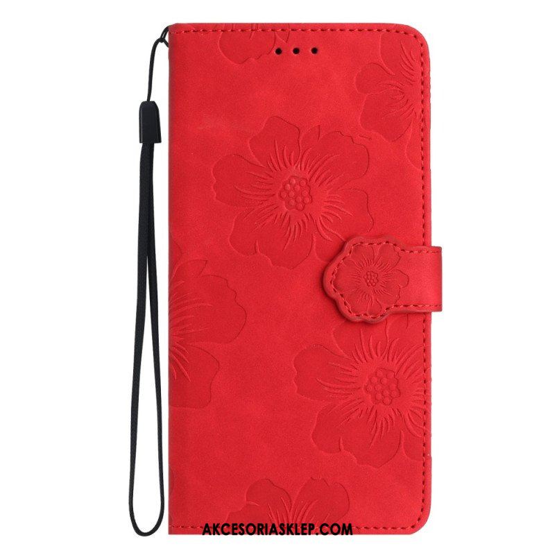 Etui Folio do iPhone 15 Nadruk Kwiatowy