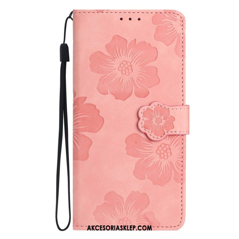 Etui Folio do iPhone 15 Nadruk Kwiatowy