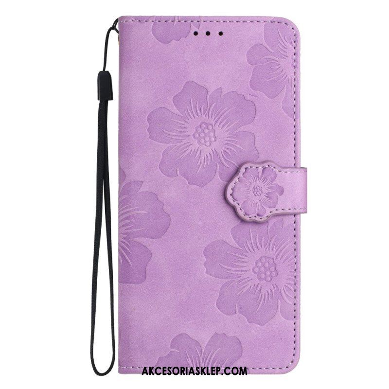 Etui Folio do iPhone 15 Nadruk Kwiatowy