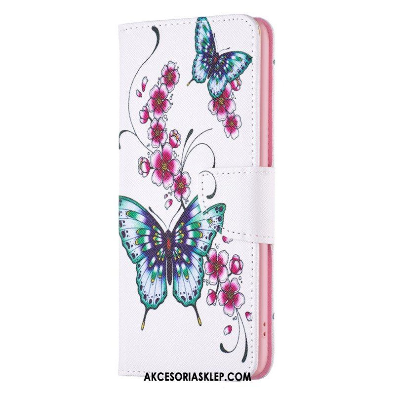 Etui Folio do iPhone 15 Plus Kolorowe Motyle