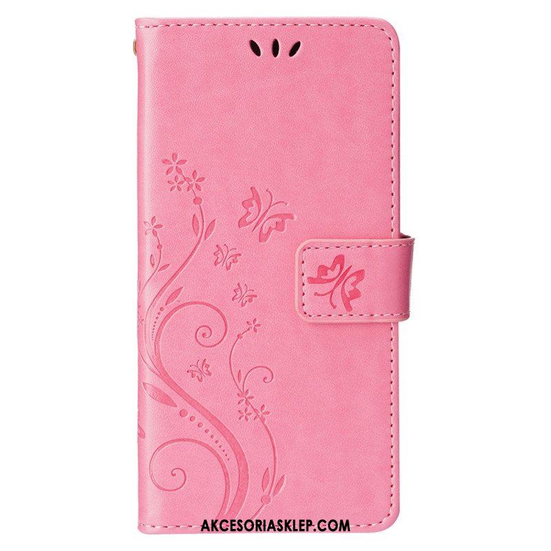 Etui Folio do iPhone 15 Plus Kwiaty I Motyle