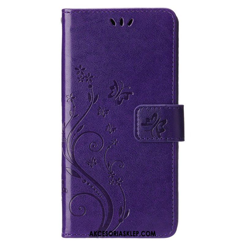 Etui Folio do iPhone 15 Plus Kwiaty I Motyle