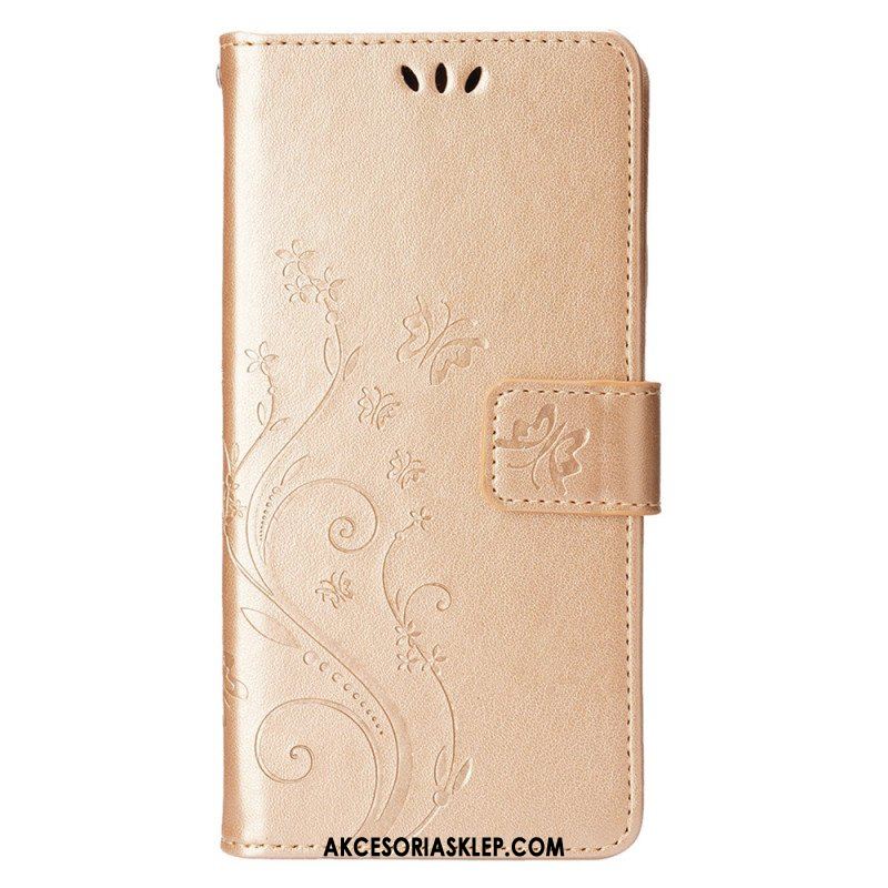 Etui Folio do iPhone 15 Plus Kwiaty I Motyle