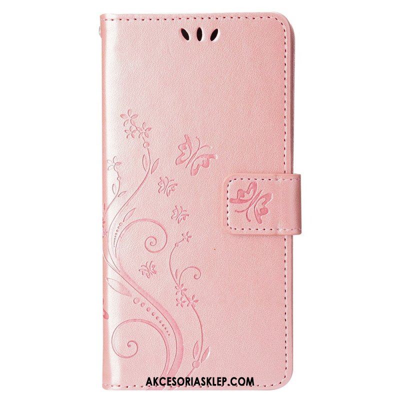 Etui Folio do iPhone 15 Plus Kwiaty I Motyle