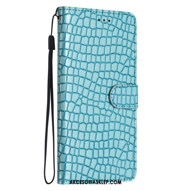 Etui Folio do iPhone 15 Plus Styl Krokodyla Z Paskiem