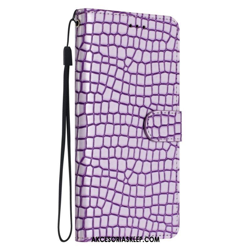 Etui Folio do iPhone 15 Plus Styl Krokodyla Z Paskiem